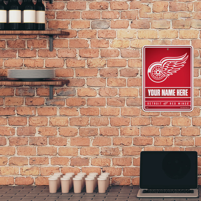 Red Wings Personalized Metal Parking Sign