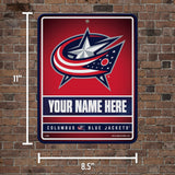 Blue Jackets Personalized Metal Parking Sign