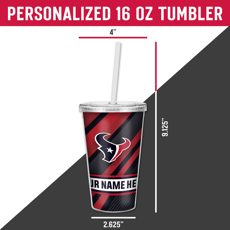 Texans Personalized Clear Tumbler W/Straw