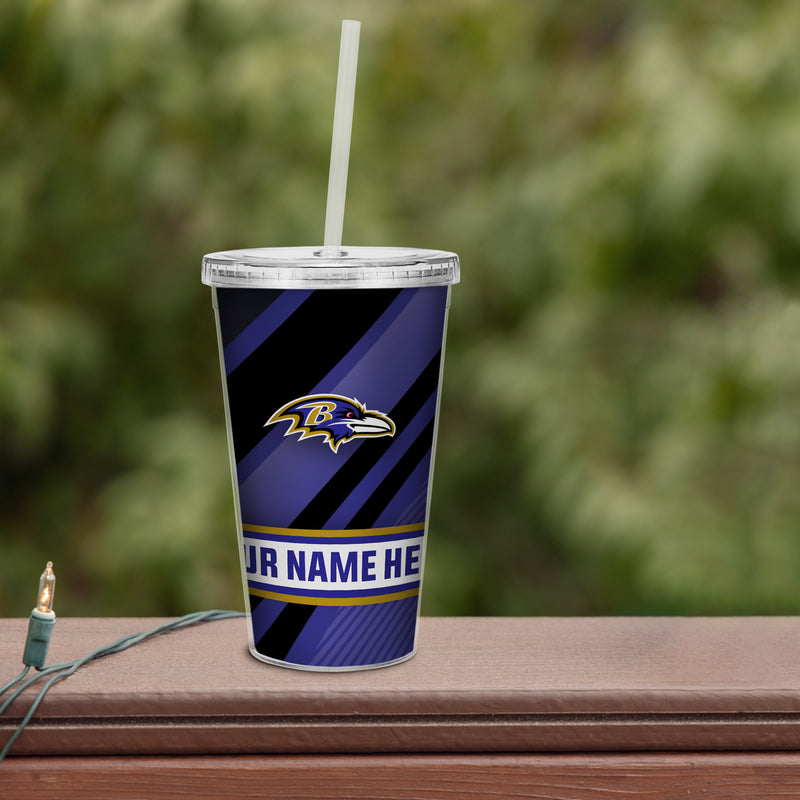 Ravens Personalized Clear Tumbler W/Straw