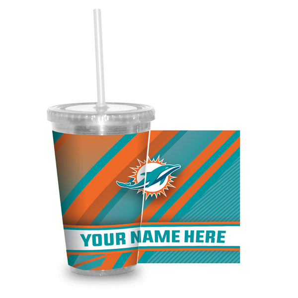 Dolphins Personalized Clear Tumbler W/Straw