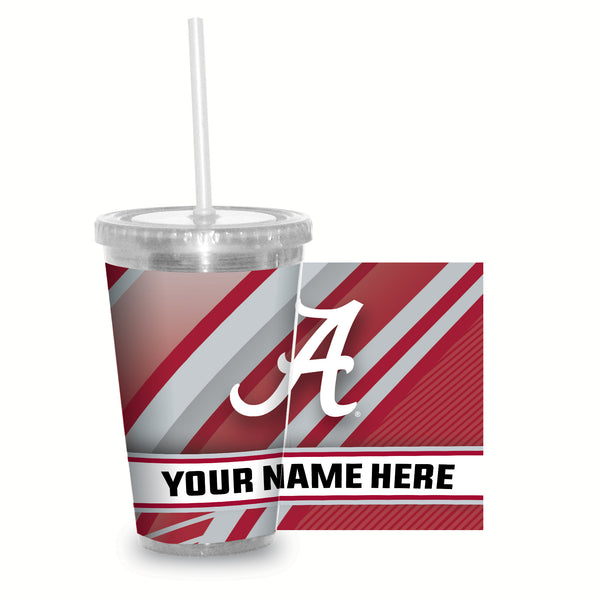 Alabama University Personalized Clear Tumbler W/Straw