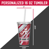 Alabama University Personalized Clear Tumbler W/Straw