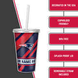 Patriots Personalized Clear Tumbler W/Straw