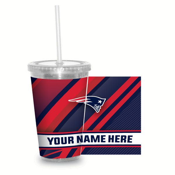 Patriots Personalized Clear Tumbler W/Straw