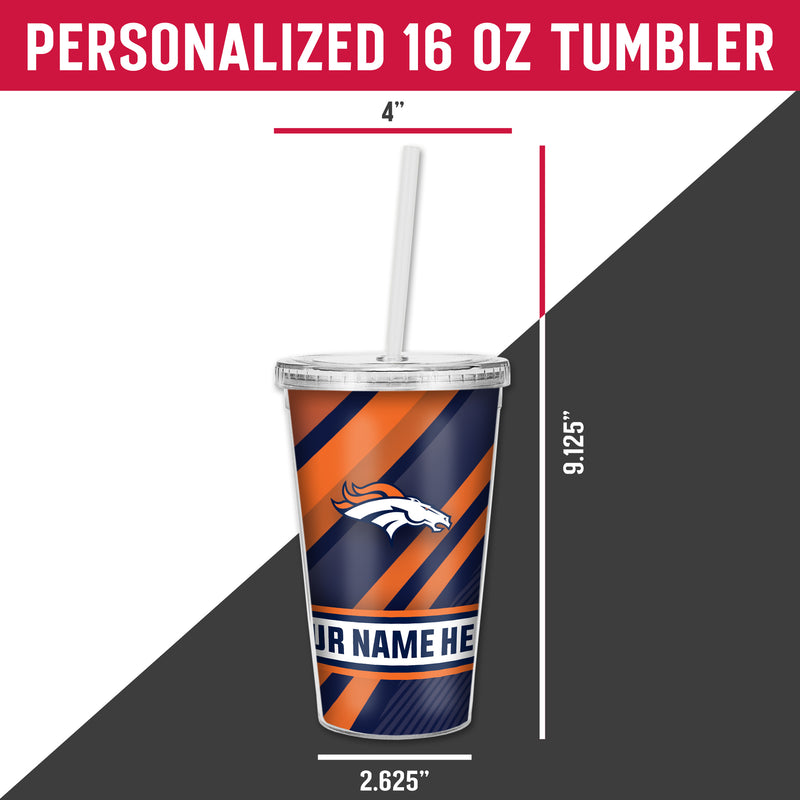 Broncos Personalized Clear Tumbler W/Straw