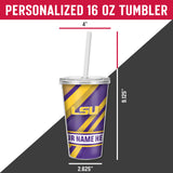 Lsu Personalized Clear Tumbler W/Straw