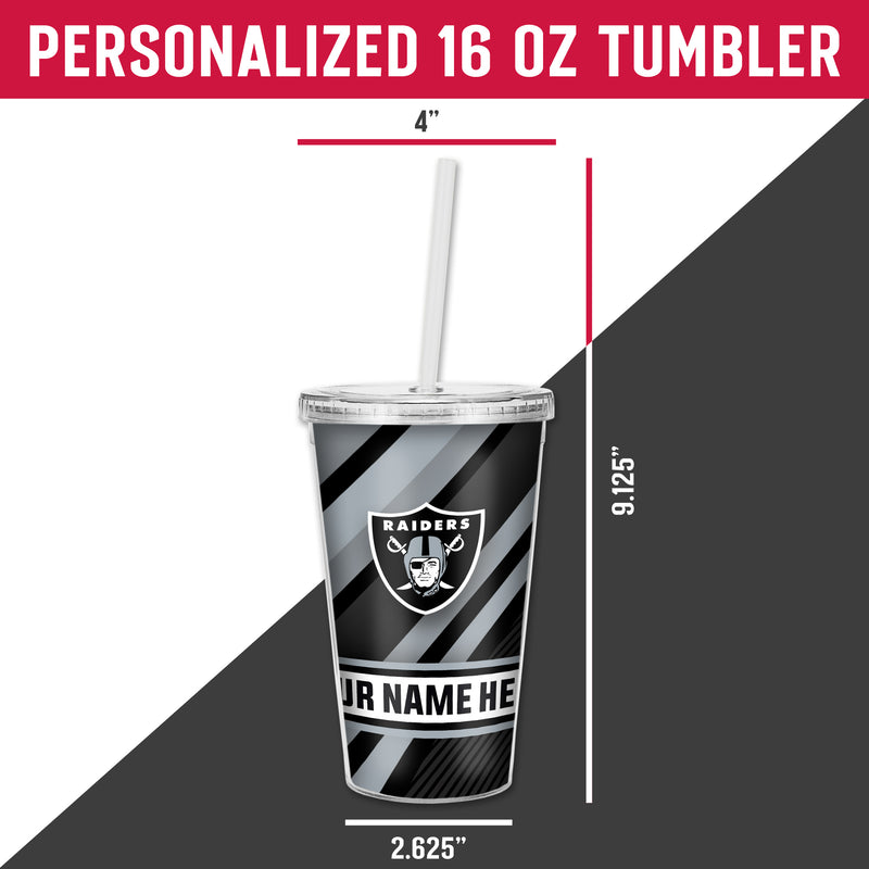 Raiders Personalized Clear Tumbler W/Straw