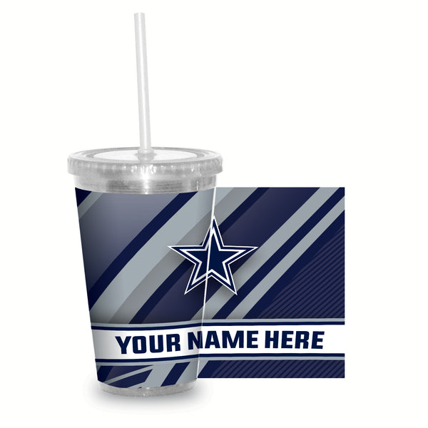 Cowboys Personalized Clear Tumbler W/Straw