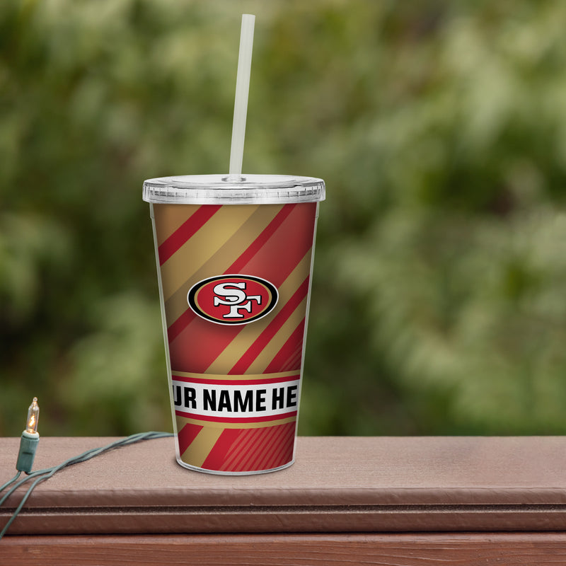 49ers Personalized Clear Tumbler W/Straw