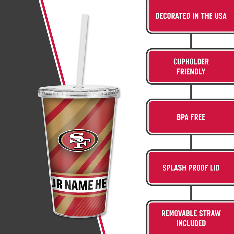 49ers Personalized Clear Tumbler W/Straw