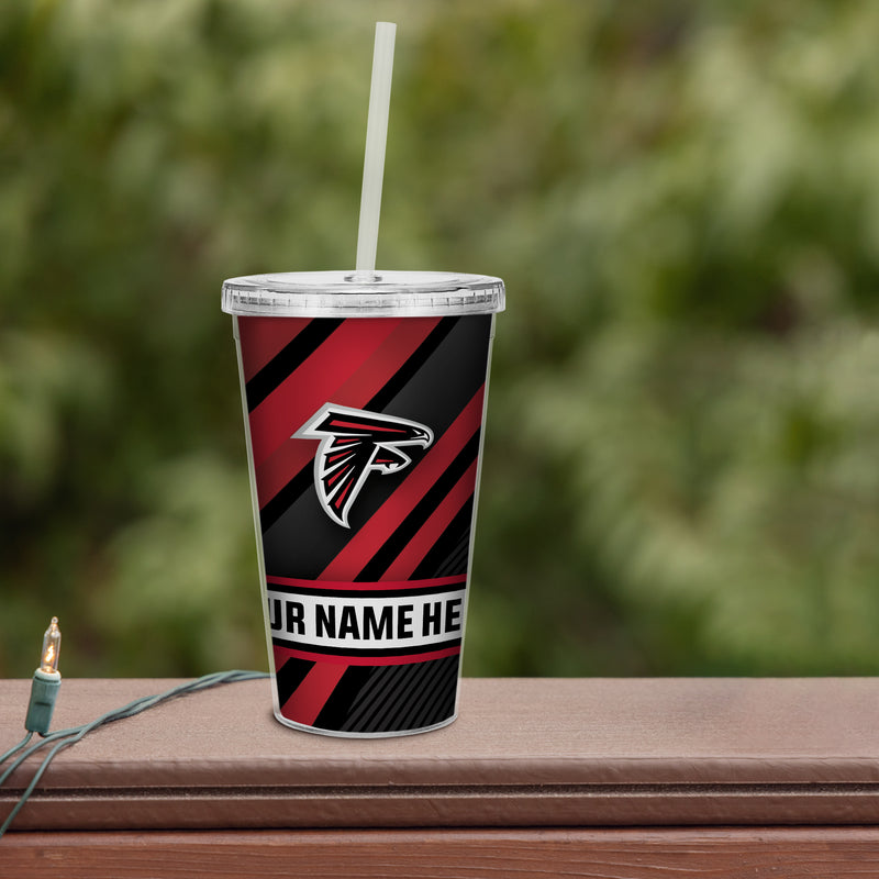 Falcons Personalized Clear Tumbler W/Straw