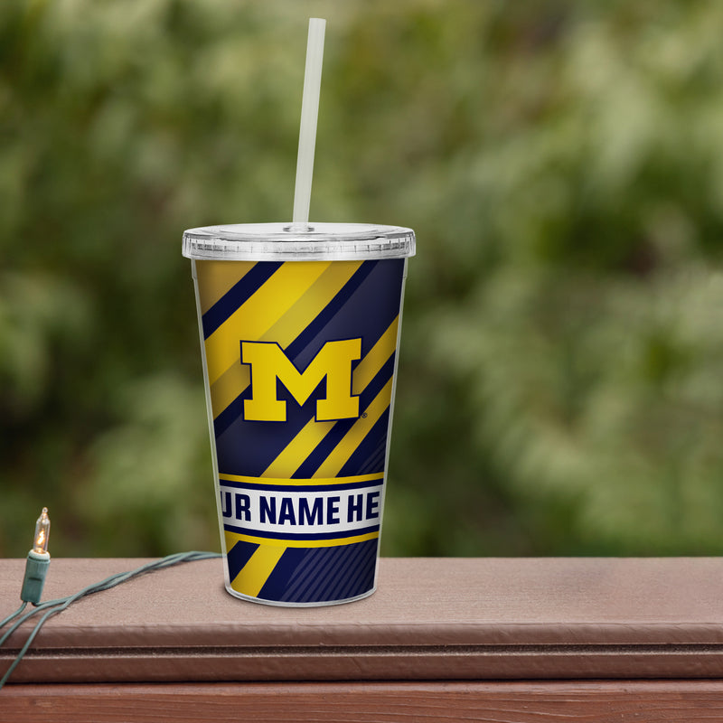 Michigan University Personalized Clear Tumbler with Straw