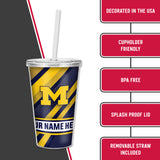 Michigan University Personalized Clear Tumbler with Straw