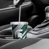 Michigan State Personalized Clear Tumbler W/Straw