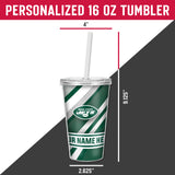 Jets Personalized Clear Tumbler W/Straw