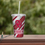 Oklahoma University Personalized Clear Tumbler W/Straw