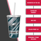 Eagles Personalized Clear Tumbler W/Straw