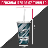 Eagles Personalized Clear Tumbler W/Straw