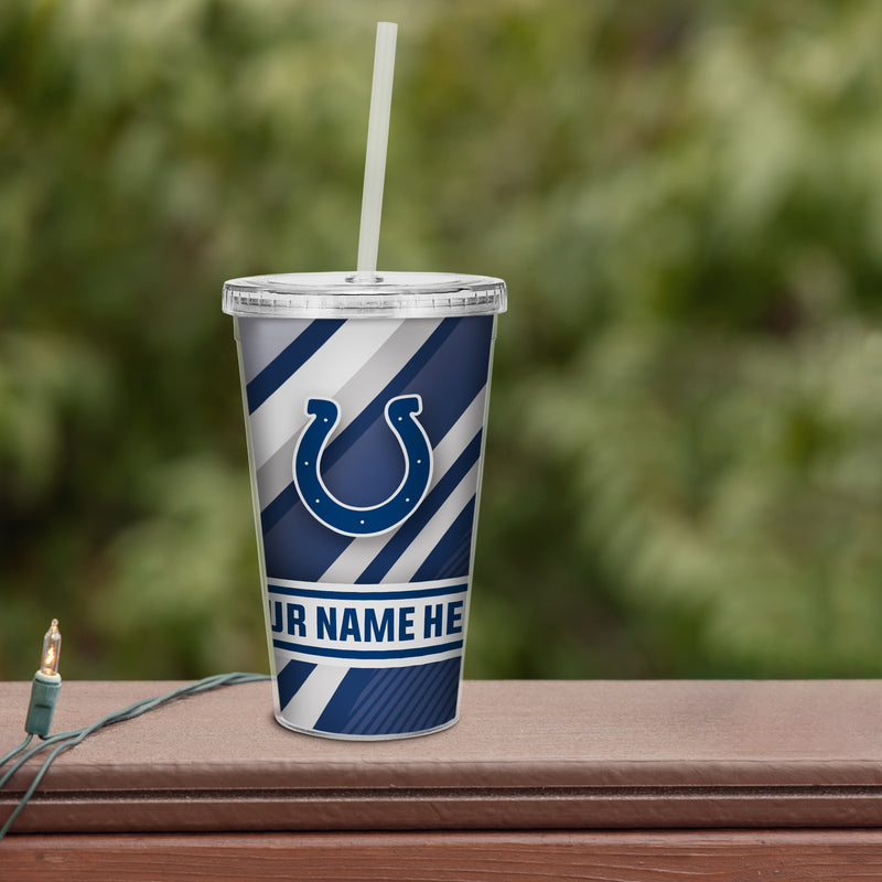 Colts Personalized Clear Tumbler W/Straw