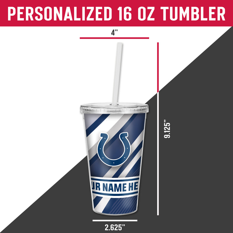 Colts Personalized Clear Tumbler W/Straw