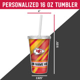 Chiefs Personalized Clear Tumbler W/Straw