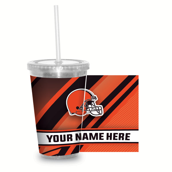 Browns Personalized Clear Tumbler W/Straw