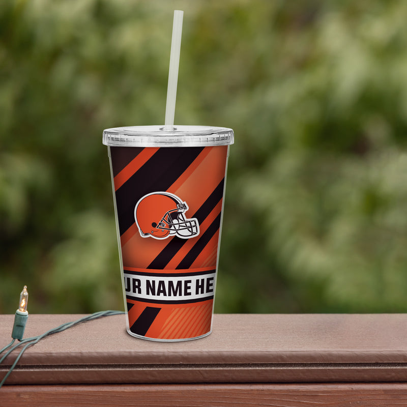 Browns Personalized Clear Tumbler W/Straw