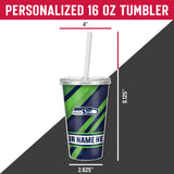 Seahawks Personalized Clear Tumbler W/Straw