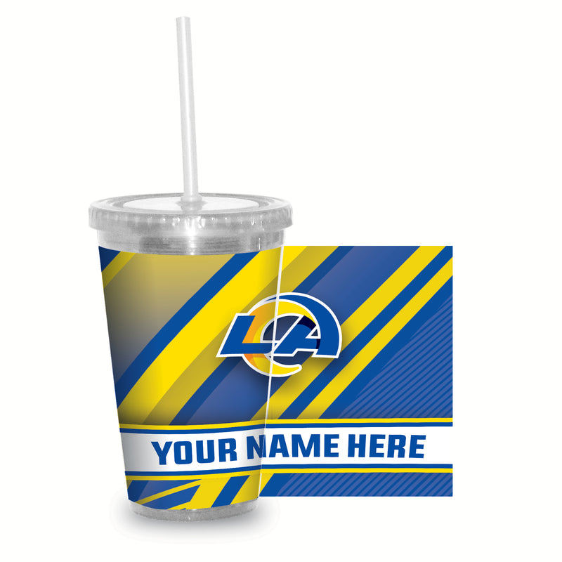 Rams Personalized Clear Tumbler W/Straw