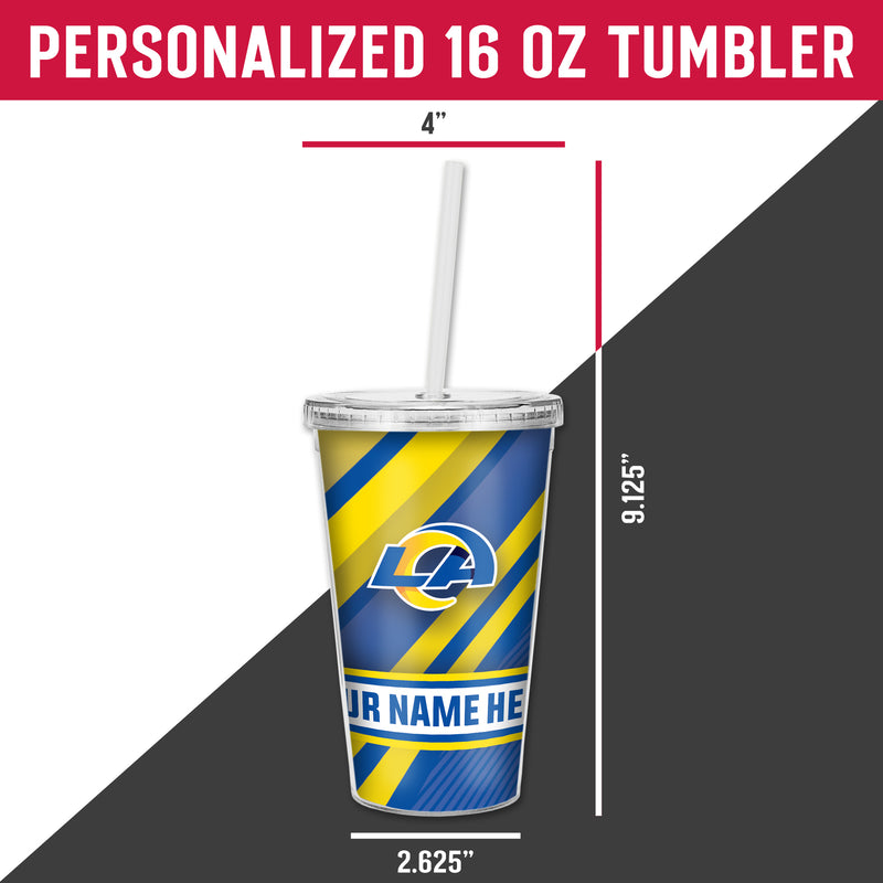 Rams Personalized Clear Tumbler W/Straw