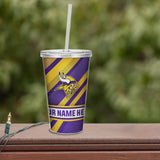 Vikings Personalized Clear Tumbler W/Straw