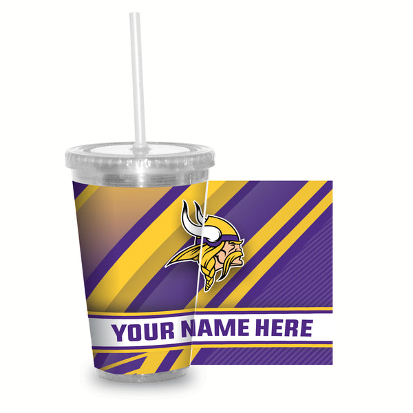 Vikings Personalized Clear Tumbler W/Straw
