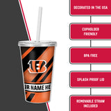 Bengals Personalized Clear Tumbler W/Straw