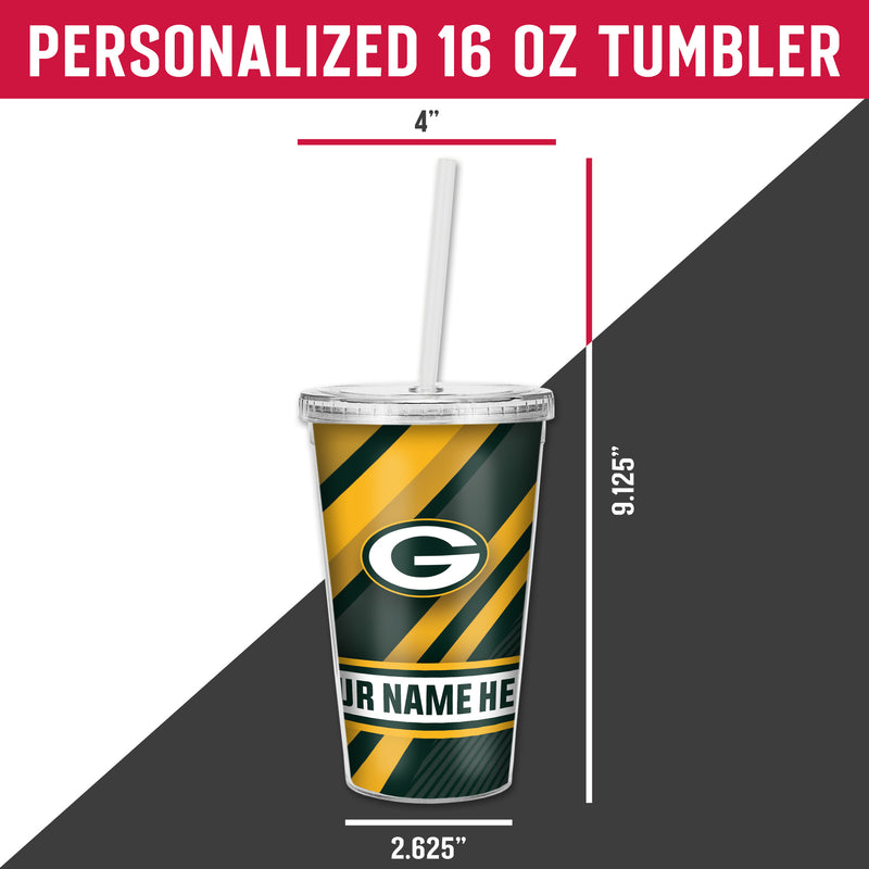 Packers Personalized Clear Tumbler W/Straw