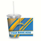 Chargers Personalized Clear Tumbler W/Straw
