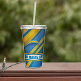 Chargers Personalized Clear Tumbler W/Straw