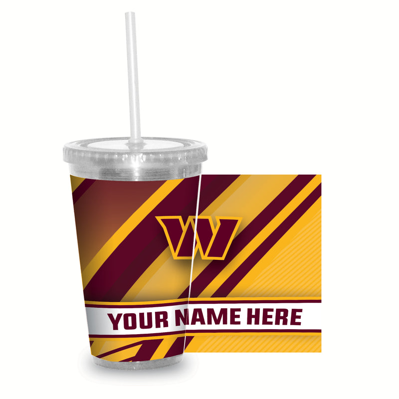Commanders Personalized Clear Tumbler W/Straw