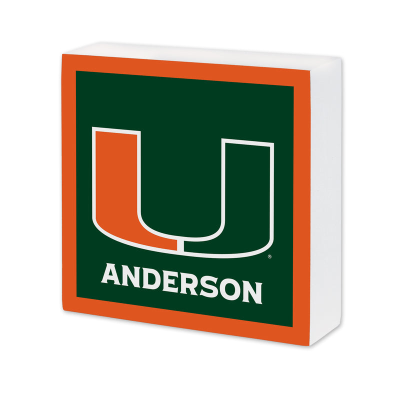 Miami Hurricanes Personalized 6X6 Wood Sign