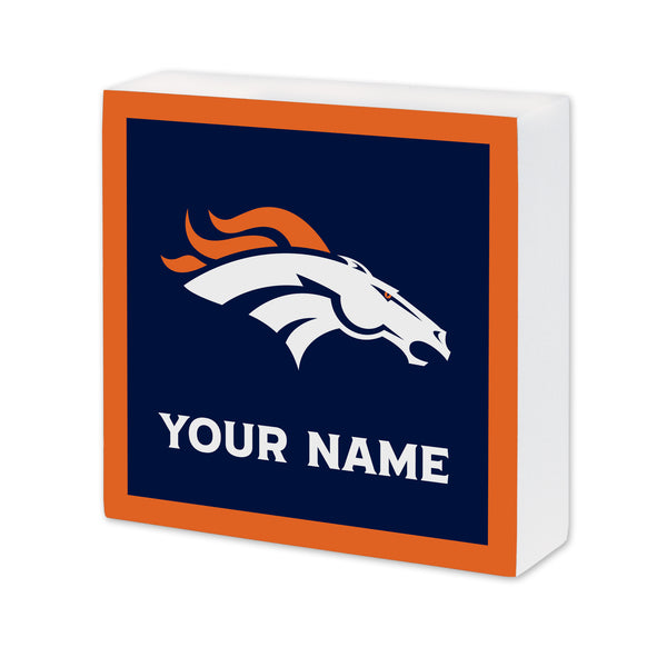 Denver Broncos Personalized 6X6 Wood Sign