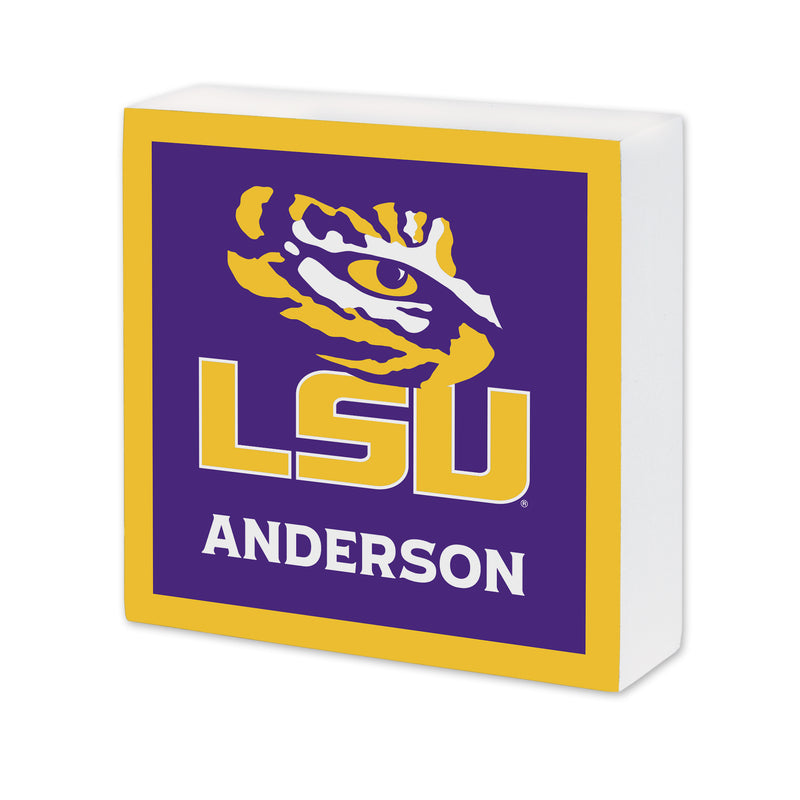 Lsu Tigers Personalized 6X6 Wood Sign