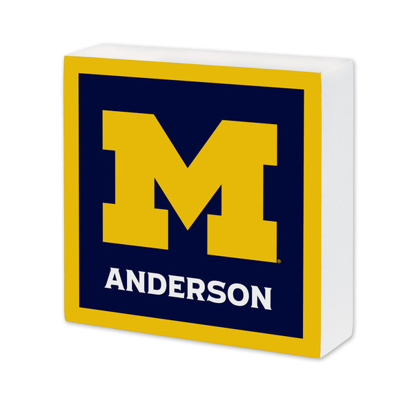 Michigan Wolverines Personalized 6X6 Wood Sign