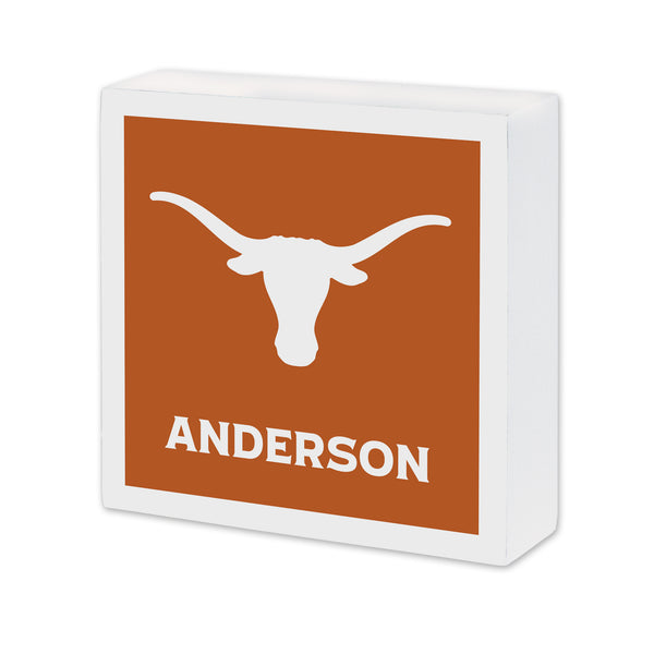 Texas Longhorns Personalized 6X6 Wood Sign
