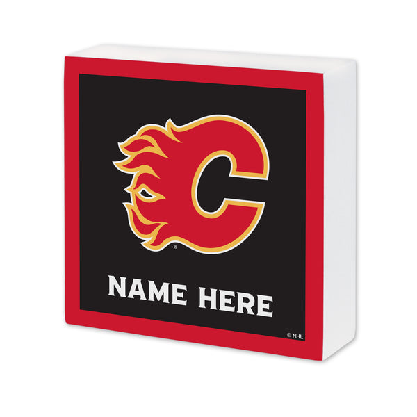 Calgary Flames Personalized 6X6 Wood Sign